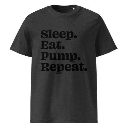 Eat Sleep Pump Repeat pumpfoil T-shirt – minimalist water sports shirt for pumpfoilers, dockstart riders, and hydrofoil lifestyle