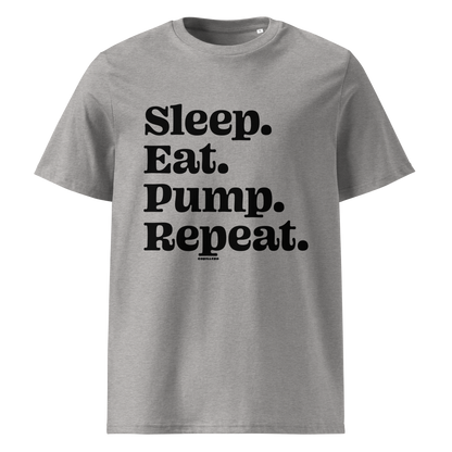 Eat Sleep Pump Repeat pumpfoil T-shirt – minimalist water sports shirt for pumpfoilers, dockstart riders, and hydrofoil lifestyle