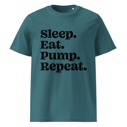 Eat Sleep Pump Repeat pumpfoil T-shirt – minimalist water sports shirt for pumpfoilers, dockstart riders, and hydrofoil lifestyle