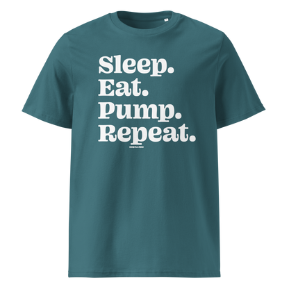 Eat Sleep Pump Repeat pumpfoil T-shirt – minimalist water sports shirt for pumpfoilers, dockstart riders, and hydrofoil lifestyle